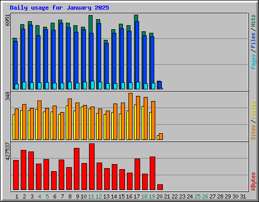 Daily usage for January 2025